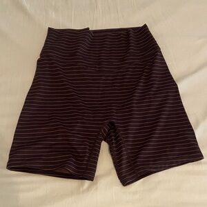 Women's Athletic Shorts - Brown Striped